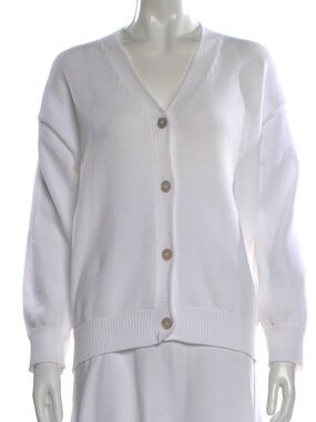 Mansur Gavriel White Knit Button Front Cardigan Sweater Medium Made in Italy